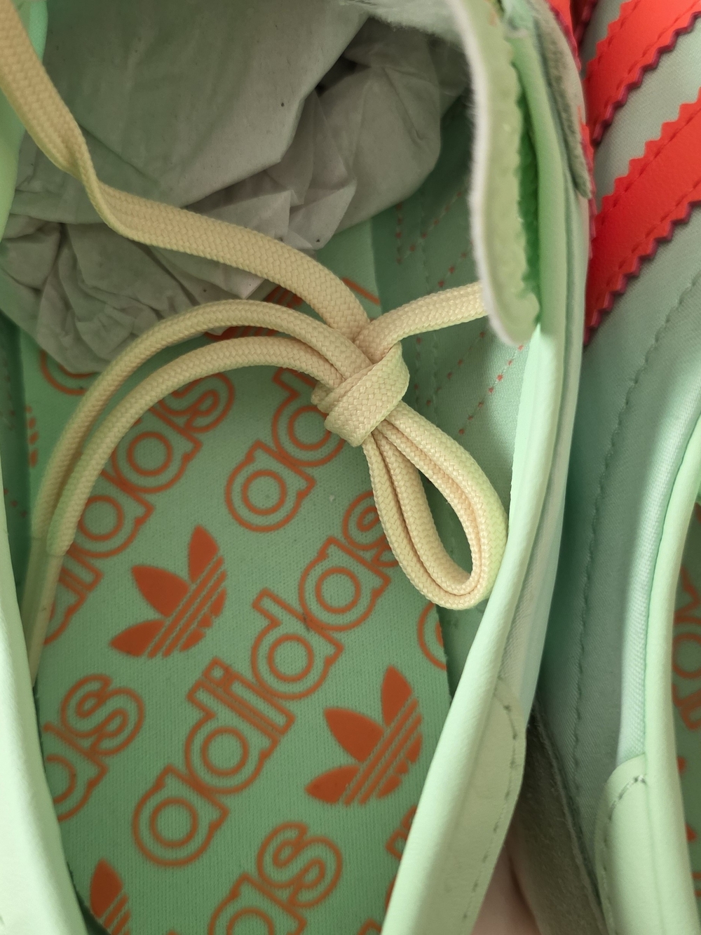 Adidas SL 72 OG Sneakers In Mint Green with Coral Stripes. - Picture 7 of 12